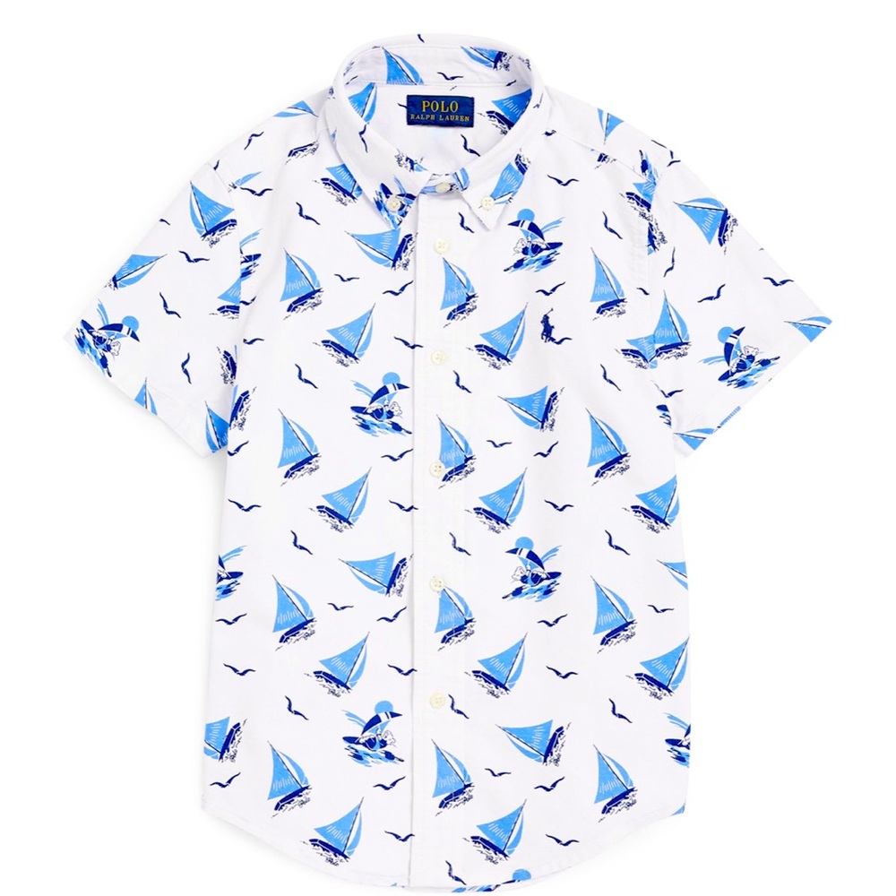 RALPH LAUREN KIDS Sail Boat Print Shirt button down 3t